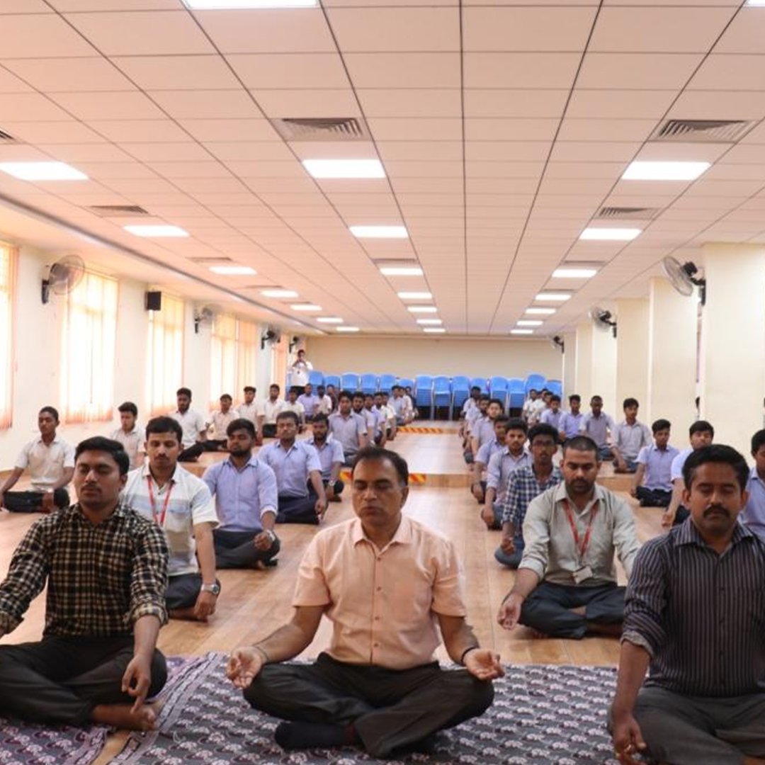 Our beloved Principal Sir with students and faculty in Yoga Practice